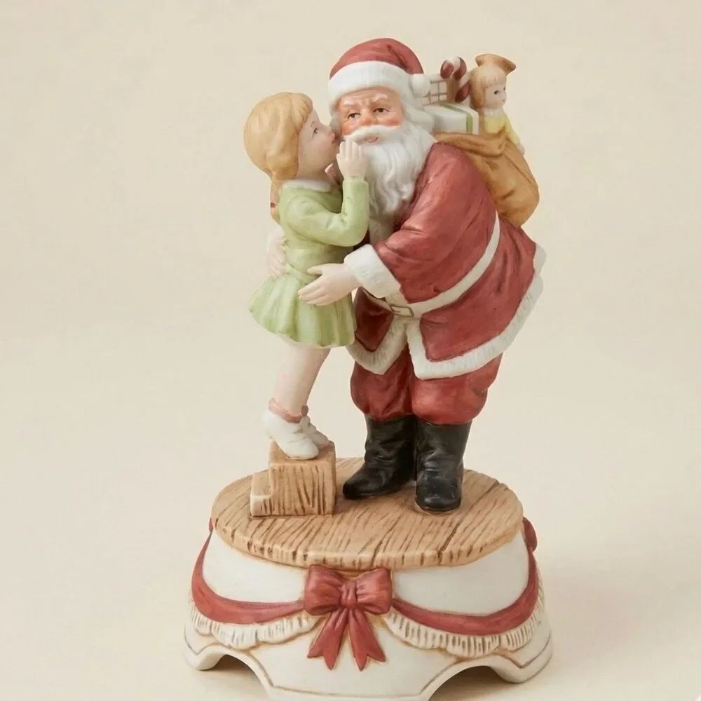 Vintage 1983 Enesco Musical Figurine Santa is Coming to Town Ceramic Christmas
